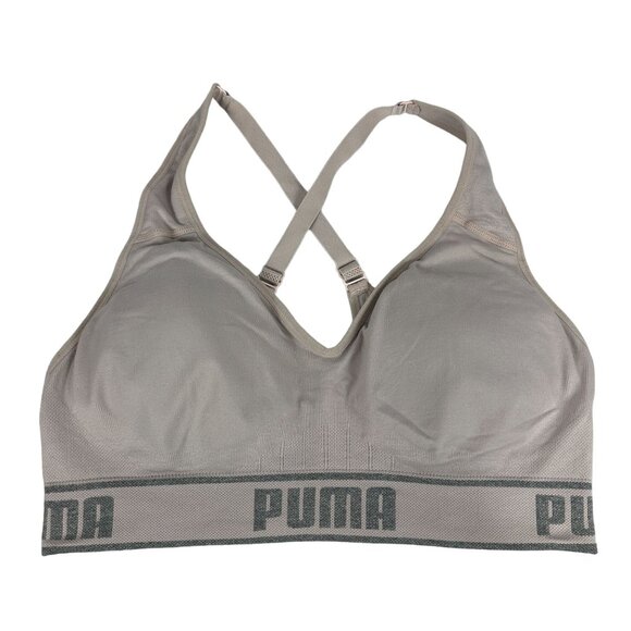 Puma Women's Sports Bra Size L Nylon/Spandex Blend Adjustable Straps Crossover - Picture 1 of 3